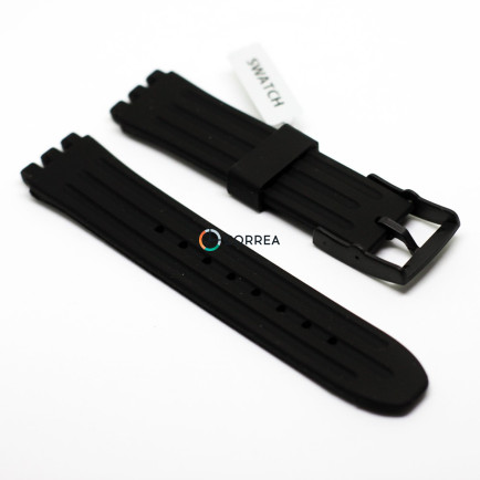 Каучуковый ремешок для часов Swatch Mister Chrono черный RKS-003 - 9